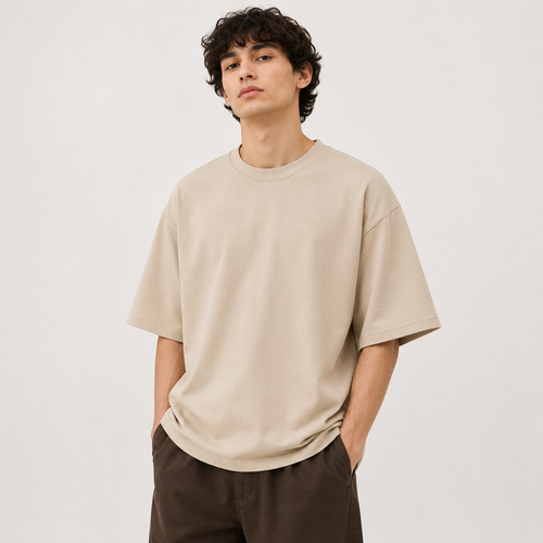 TRIVAA Desert Beige Oversized Terrysoft T-Shirt