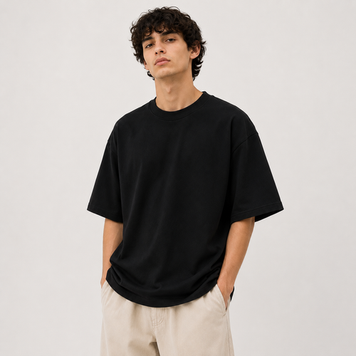 TRIVAA Black Oversized Terrysoft T-Shirt