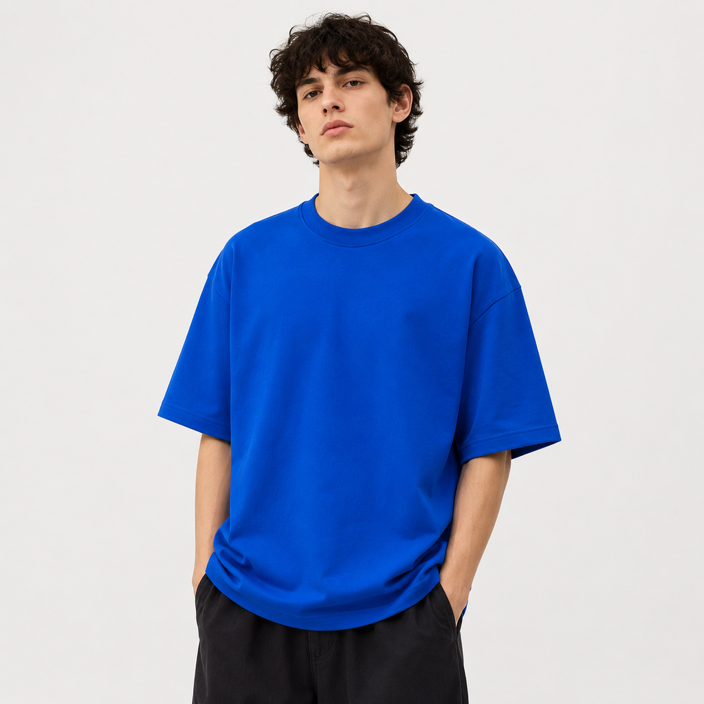 TRIVAA Royal Blue Oversized Terrysoft T Shirt