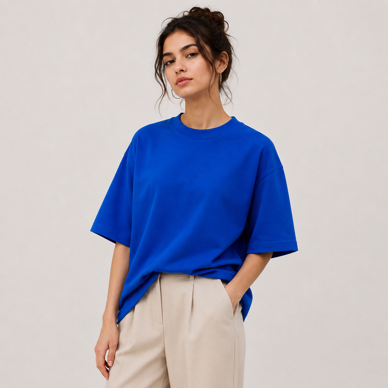TRIVAA Royal Blue Oversized Terrysoft T-Shirt (Women)