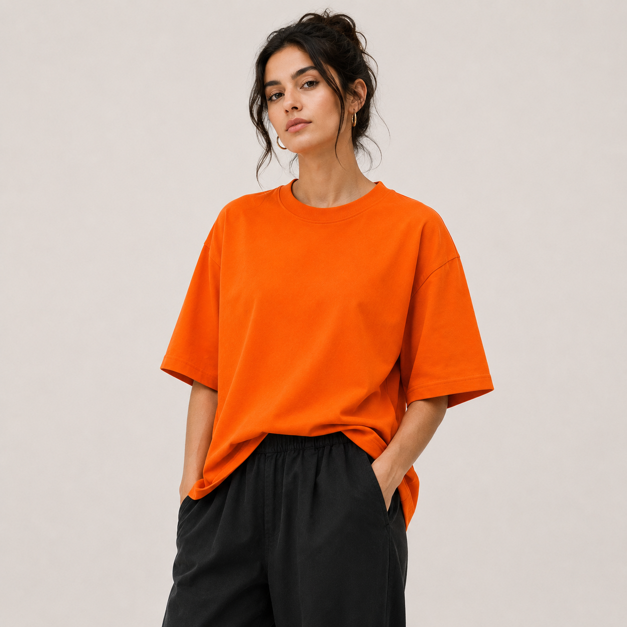 TRIVAA Vivid Orange Oversized Terrysoft T-Shirt (Women)