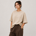 TRIVAA Desert Beige Oversized Terrysoft T-Shirt (Women)