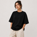 TRIVAA Black Oversized Terrysoft T-Shirt (Women)