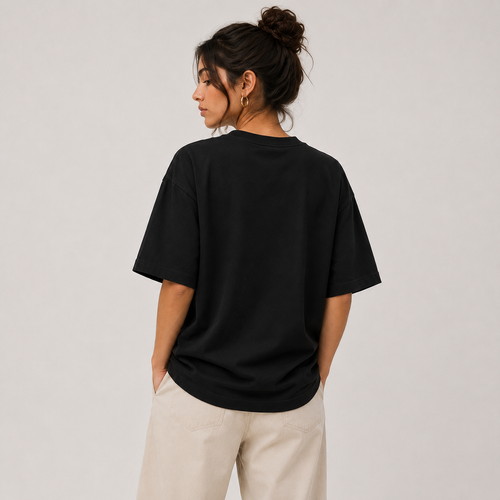 TRIVAA Black Oversized Terrysoft T-Shirt (Women)