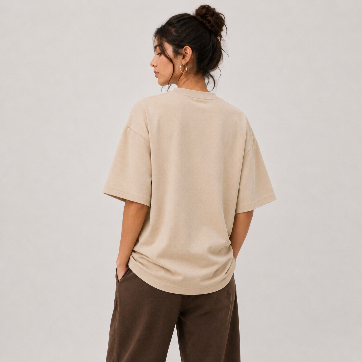 TRIVAA Desert Beige Oversized Terrysoft T-Shirt (Women)