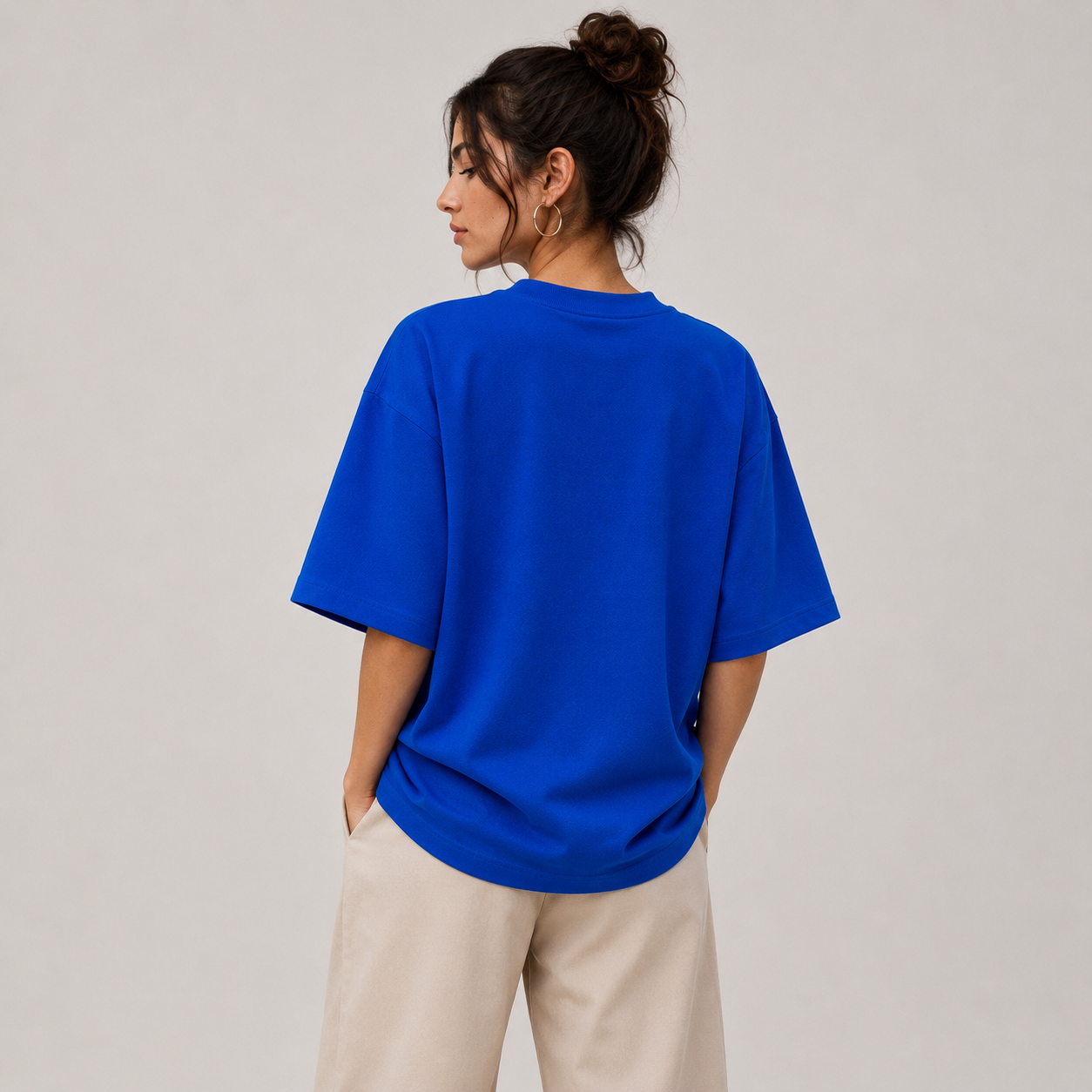 TRIVAA Royal Blue Oversized Terrysoft T-Shirt (Women)