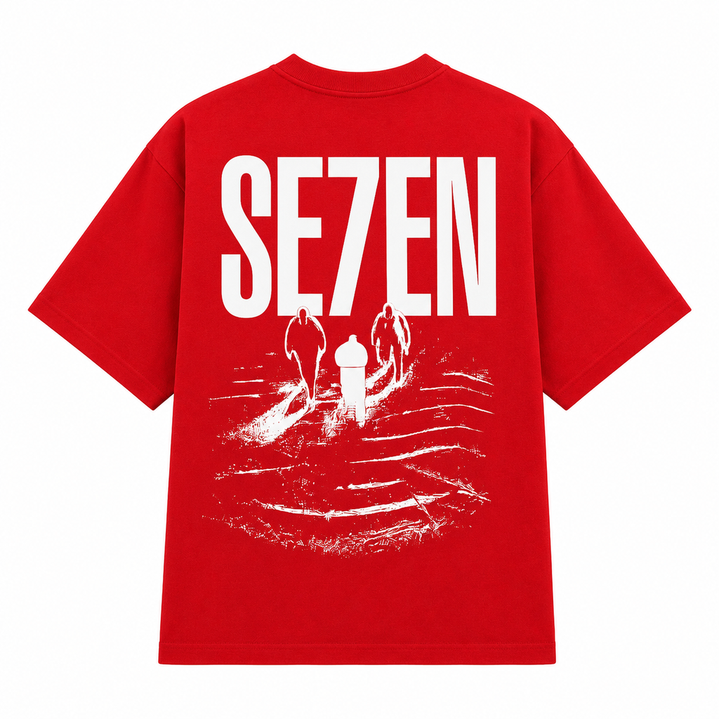 TRIVAA SE7EN Red Oversized Terrysoft T-Shirt