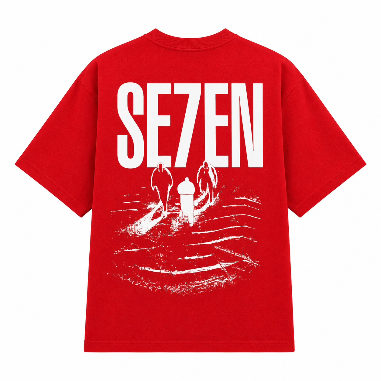 TRIVAA SE7EN Red Oversized Terrysoft T-Shirt