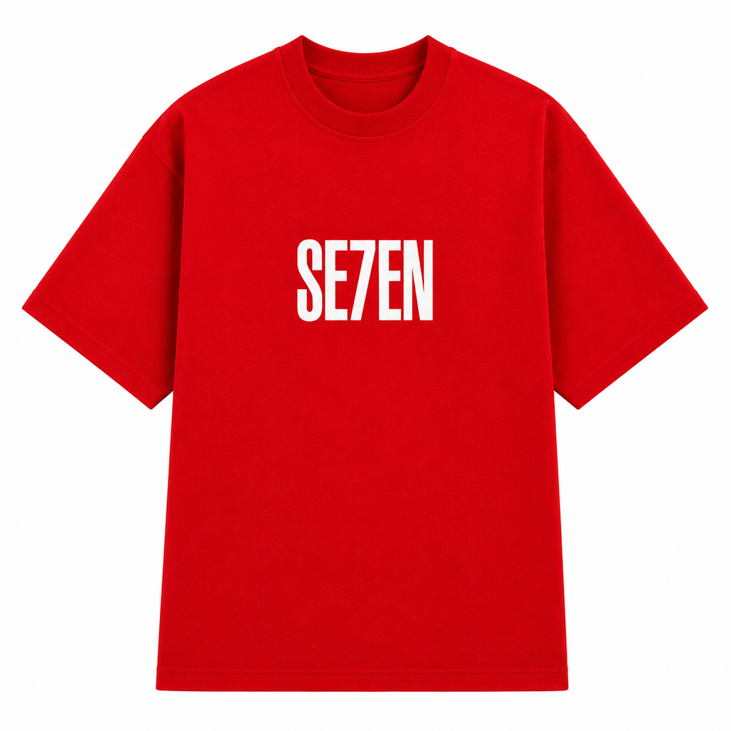 TRIVAA SE7EN Red Oversized Terrysoft T-Shirt