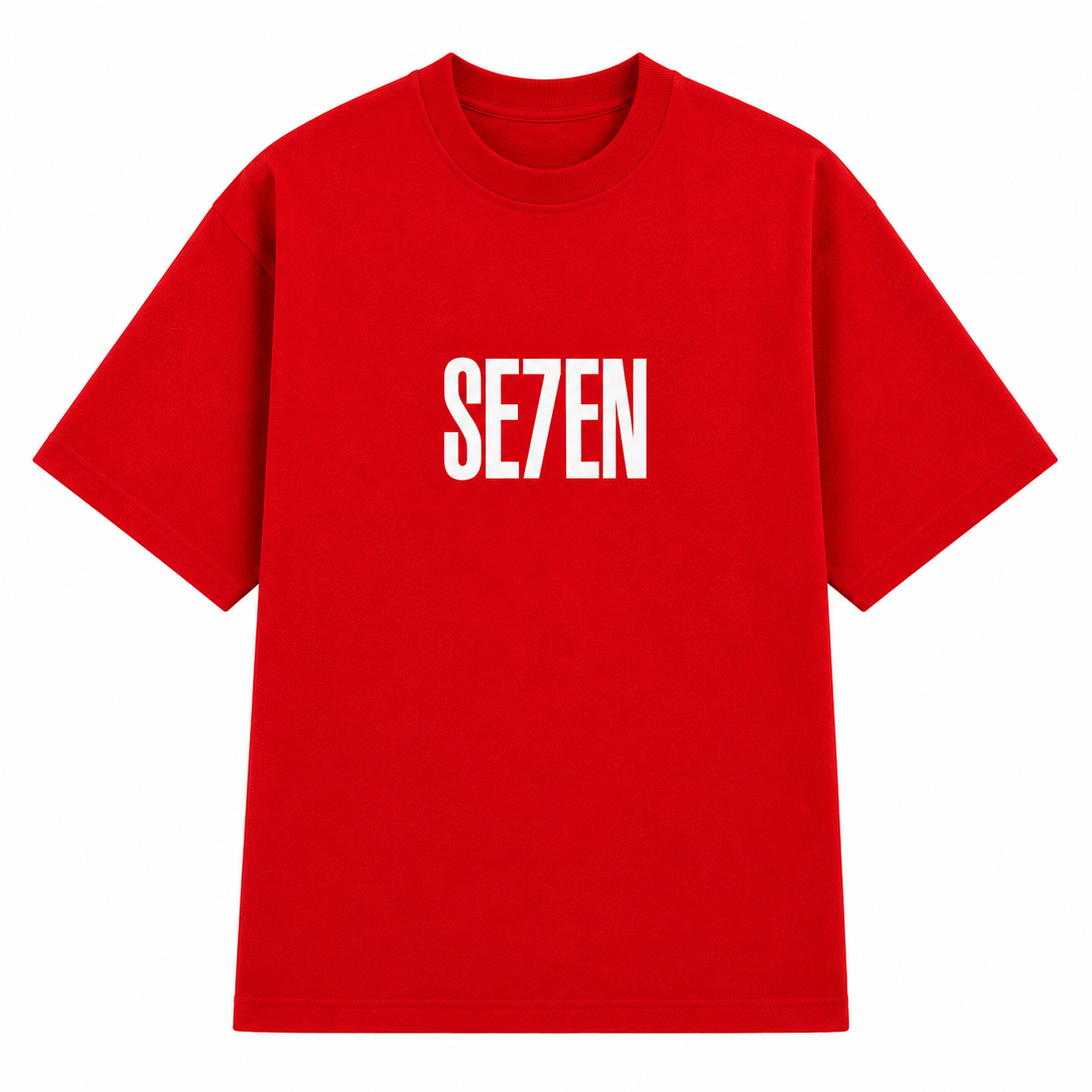 TRIVAA SE7EN Red Oversized Terrysoft T-Shirt