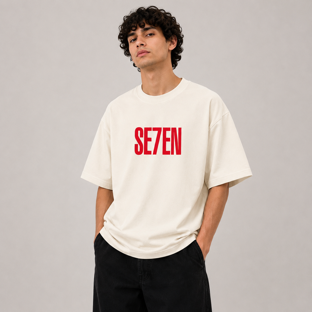 TRIVAA SE7EN Off White Oversized Terrysoft T-Shirt